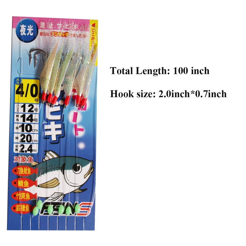 Laxygo 5 Packs Luminous Fish Bait Rigs - True Fish Skin/Flasher/Luminous Fishing Bead/Big Fishing Hook - Image 2